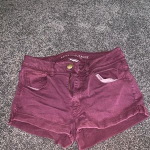 American eagle high rise burgundy shorts